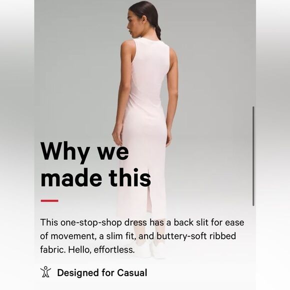 Lululemon All Aligned Ribbed Midi Dress Light Pink - Picture 3 of 9